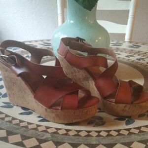Mossimo Supply Co Brown Wedges with Crisscross Straps
